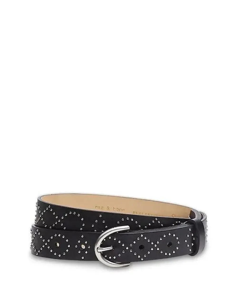 Rag & Bone Maisie Western Soft Leather Micro Studded Belt Black Medium
